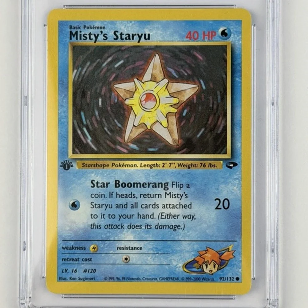 Misty's Staryu 1st Ed. 92/132 CGC 9 Blue Label TCG 2000‎ Pokemon Gym Challenge